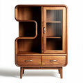 Wooden display cabinet with glass doors and shelves 80 x 40 x 120cm