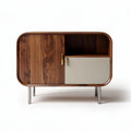 Wooden sideboard cabinet with white drawer and open shelf 80 x 40 x 60cm