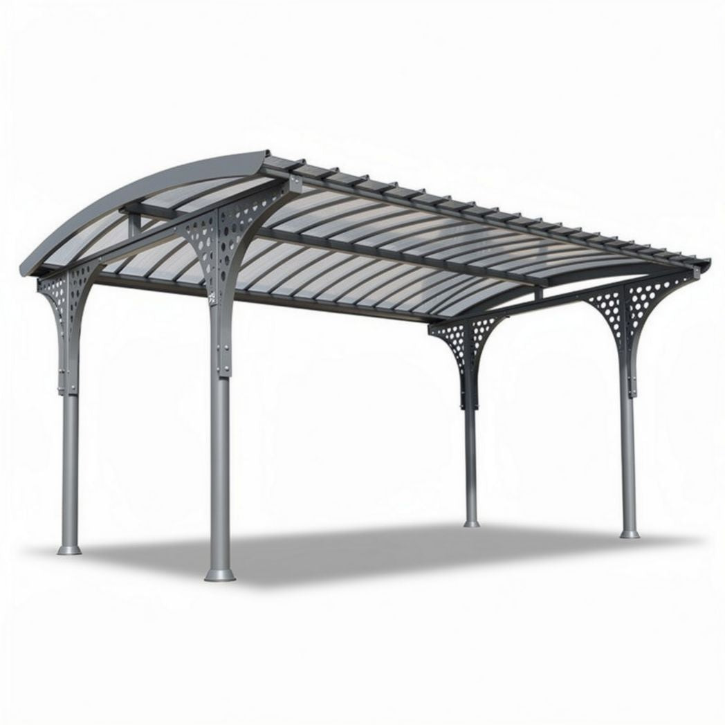 Aluminum outdoor carport with polycarbonate roof 300 x 500 x 240cm gray