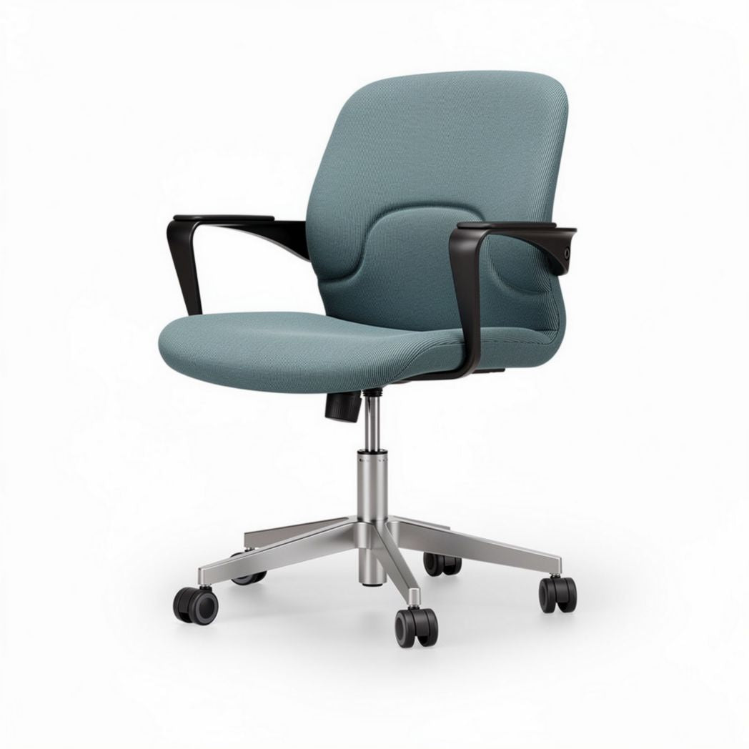 Swivel office chair with adjustable height and breathable fabric in teal 60 x 60 x 90cm