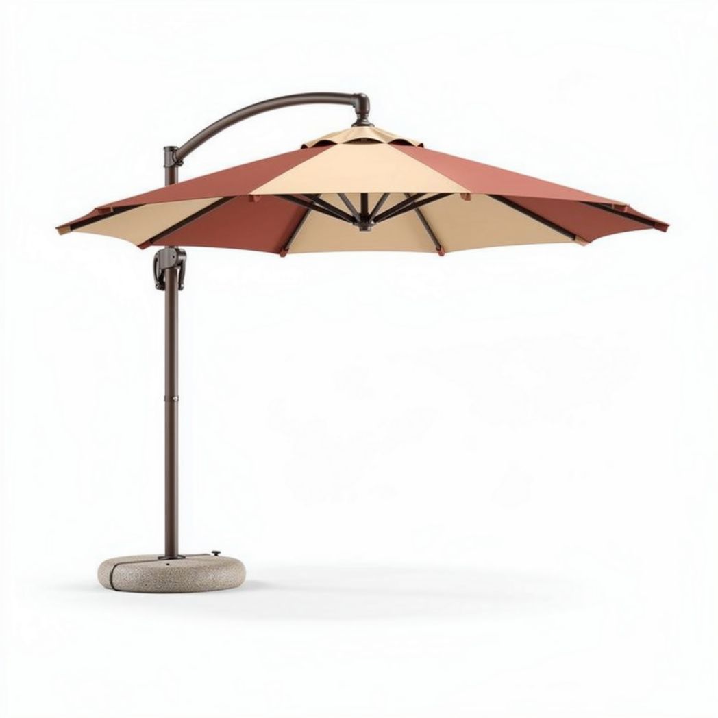 Market umbrella with adjustable canopy in brown and tan 200 x 200 x 250cm
