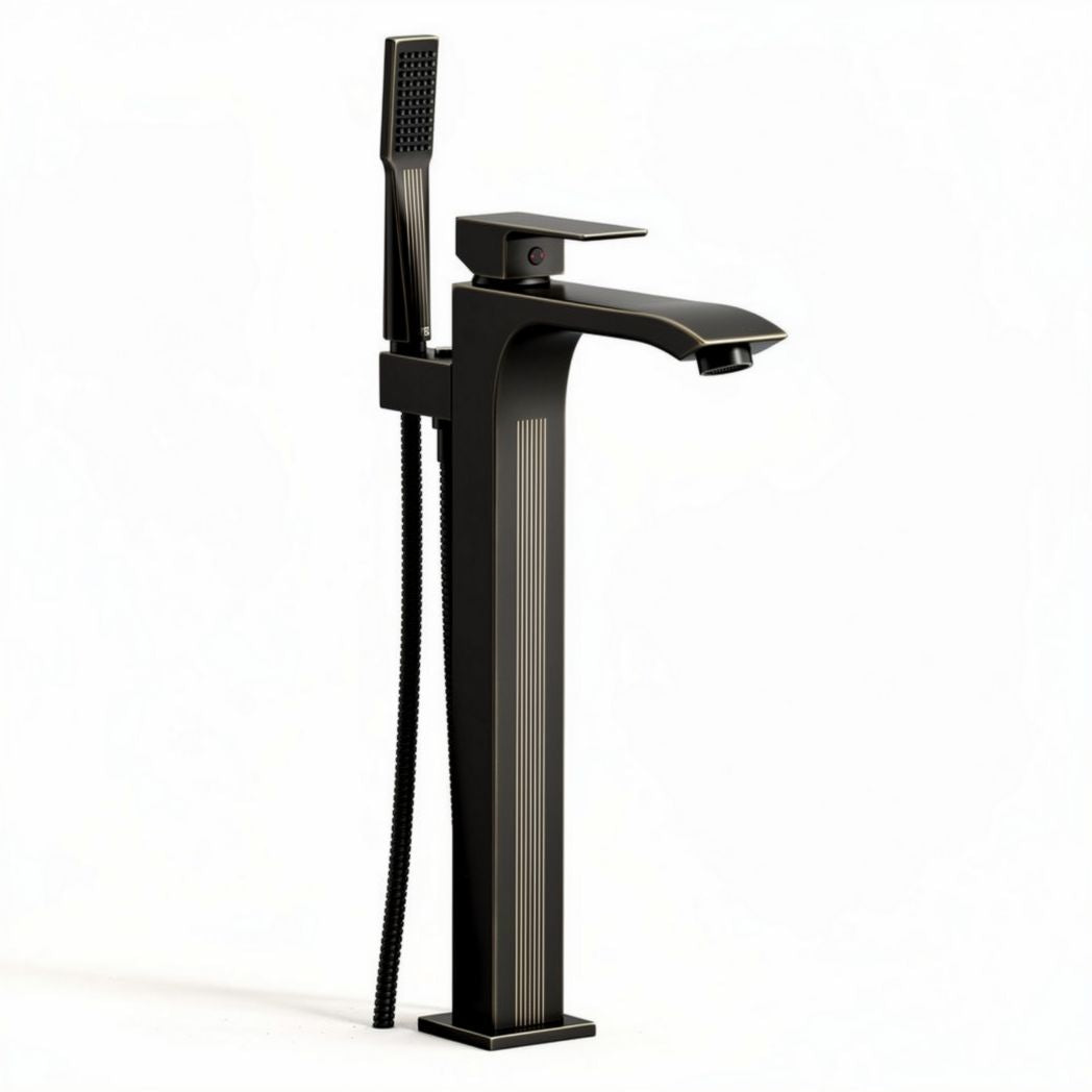 Matte black waterfall bathroom faucet with hand shower 20 x 8 x 30cm